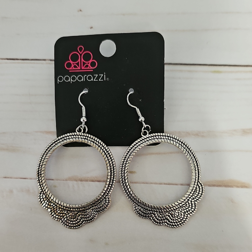 Paparazzi Textured Silver Earrings